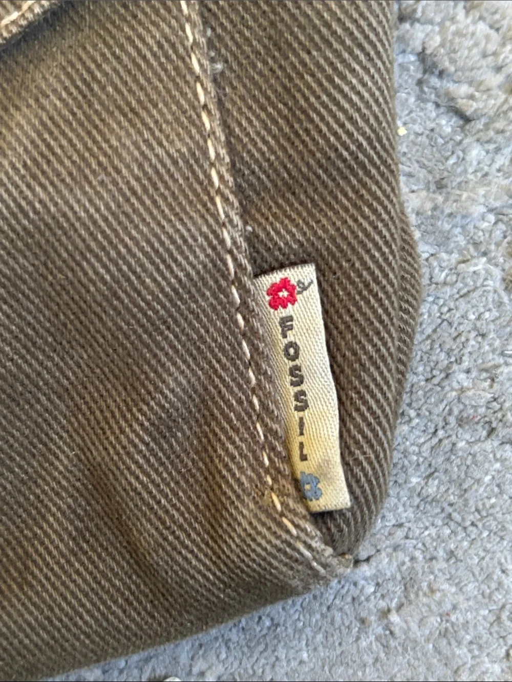 Y2KFossil Brown Canvas Messenger Bag with Olive Strap